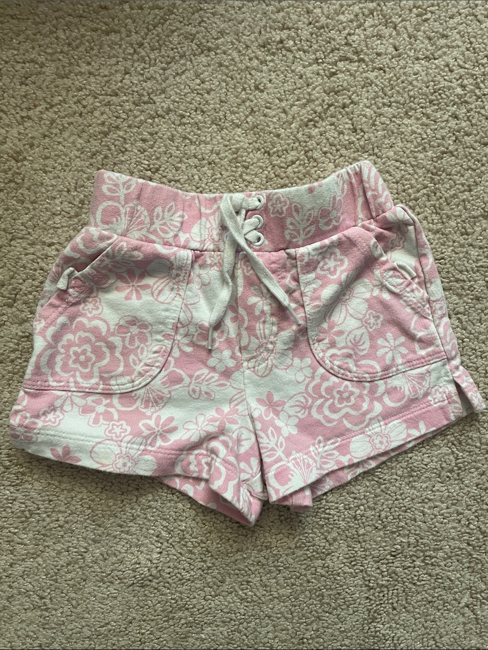 Women’s Pink Floral Drawstring Shorts